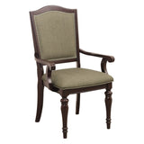 Dark Cherry Finish Armchairs Set of 2 Upholstered Seat and Back Nailhead Trim Wooden Furniture B011P186810