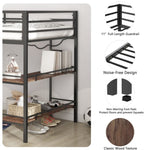 ZUN Adam sturdy junior twin loft bunk black with Cinnamon wood shelf for kids with easy climbing ladder, B083P154188