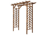79" Wooden Garden Arbor Arch Trellis with Pergola Roof for Climbing Vines, Wedding & Party Decor 82051507