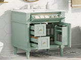 24 Inch Bathroom Vanity with Sink, Green Freestanding Bathroom Cabinet with Flip Drawer, Adjustable 55079324