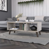 ZUN Light Grey 2-Shelf Rectangle Coffee Table B06280332