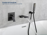 Male NPT Faucet with Hand Shower, Matte Black Waterfall Bathtub Shower Faucet Set, Wall Mount 36394677