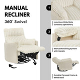 Bocaton Wide Wale Corduroy Upholstery Manual Recliner, White T2574P245446