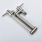 Brass Folding Faucet 1/2'' NPT Wall Mount Kitchen Faucet Two Handles Cold Water Tap Nickel 01254836