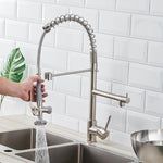 ZUN Commercial Kitchen Faucet Pull Down Sprayer Brushed Nickel,Single Handle Kitchen Sink Faucet W1932P172291