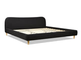 Roman Curved Headboard Upholstered Platform Bed, King, Ebony Black Boucle B2719P238212