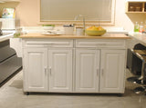 Kitchen Island & Kitchen Cart, Mobile Kitchen Island, Rubber Wood Top, Big & Adjustable Shelf Inside 65915500
