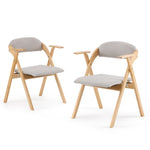 ZUN Set of 2 Wooden Folding Chairs with Padded Seats and Armrests, Portable Simple Folding Chairs with 23653264