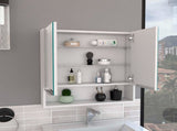 Medicine Cabinet, One Open Shelf, Three Interior Shelves, White B097133186