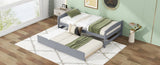Twin Size Platform Bed with Twin Size Trundle, Gray WF313279AAE