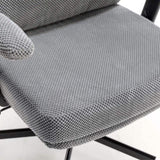 Chair with Wheels and Flip Arms-Comfy Fabric Cross Legged Office Chair with Thick Cushion&Wide Seat, 67061151