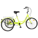 ZUN Adult Tricycle Trikes,3-Wheel Bikes,26 Inch Wheels Cruiser Bicycles with Large Shopping Basket for 09073404