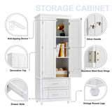 ZUN Tall Storage Cabinet with Two Drawers for Bathroom/Office, White WF299284AAK