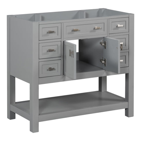ZUN 36'' Bathroom Vanity without Top Sink, Grey Cabinet only, Modern Bathroom Storage Cabinet with 2 33528632