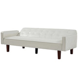 White Convertible Double Folding Room Sofa Bed, PU Leather, Tufted Buttons, Suitable for 15429988