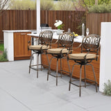 Outdoor Swivel Bar Stools Set of 2, Cast Aluminum Patio Bar Height, All-Weather Bar Dining 52885798