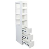 70.87" H Display Storage Cabinet , 4-Tier Shelf, 3 Side Drawers & 4 small display shelves , Modern W331P281202