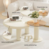 Circular Beige Cream Coffee Table Set Easy Assembly for Living Room W3081P254978