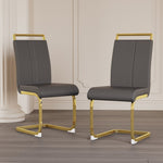 ZUN Modern Dining Chairs,PU Faux Leather High Back Upholstered Side Chair with C-shaped Tube. Plating 10473940