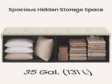 Cream White Folding Storage Ottoman Bench with 660lb Capacity, Ottoman with Storage, Footrest 92751478