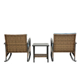 3pcs rocking rattan set wholesale leisure chair outdoor rattan rocking chair set grey W640134153