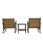 ZUN 3pcs rocking rattan set wholesale leisure chair outdoor rattan rocking chair set grey W640134153