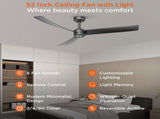 52 Inch Ceiling Fans with Lights Led Remote Control Low Profile Flush Mount for Living Room Bedroom 95151512