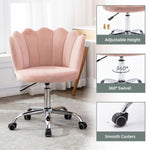 ZUN COOLMORE Velvet Home Office Chair with silver Base, Modern Cute Shell Back Upholstered Desk Chair W39523203