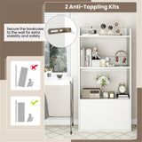 White Freestanding Bookshelf with 3-Tier Shelf 51964760