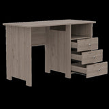 Computer Desk with Open Storage Shelf and 3-Drawers, Light Gray B097132887