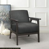 Dark Gray Fabric Upholstered Accent Chair 1pc Solid Rubberwood Antique Gray Finish Living Room B011P184609