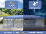10x20 ft Blue Pop Up Canopy Tent, Instant Folding Shelter with 6 Mesh 02852761