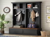 Farmhouse 4-in-1 Hall Tree with Wood Grain Bench, Mudroom Versatile Coat Rack with 2 Large Drawer, 59466050