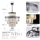 (Same as W1340P188535/L5002-600-B) 24" Luxury Crystal Chandelier with Black Finish Elegant W1340P189339