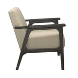 Light Brown Fabric Upholstered Accent Chair 1pc Solid Rubberwood Antique Gray Finish Living Room B011P184607