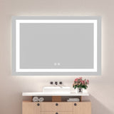 ZUN 48 x 36 Inch Frameless Rectangular LED Bathroom Vanity Mirror with Touch Sensor, Anti-Fog, and 3 21S0305-48