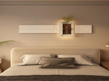 Adjustable 3-Color LED Sandstone Wall Decor with Simulated Plants - 3D Art Sculpture, Glass Vase & W2700P313031