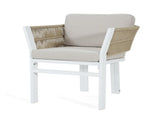 Outdoor Dining Chair Set of 2 ,White Aluminum Frame with Beige Cushion, 300lbs Capacity, All-Weather N779P368549W