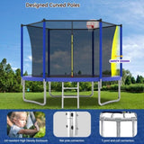 ZUN 10FT Trampoline for Kids, Basketball Hoop and Ladder, Outdoor Kids Trampoline with Safety K1163P147163