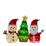 Set of 3 Lighted Santa and Snowman and Xmas Tree Christmasations, Pre-lit Pull Up Holiday 56329969