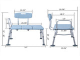Medical Bathroom Safety Shower Tub Aluminium Alloy Bath Chair Transfer Bench with Back & Handle Blue 85785756