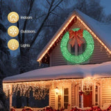 60in Pre-Lit Outdoor Christmas Wreath Decoration, LED Metal Holiday Decor for Home Exterior, Garden 45873341