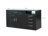 MDF With Triamine Double Doors And Five Drawers Bathroom Cabinet Black 42835201