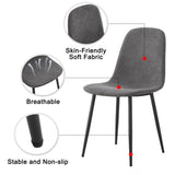 Comfortable Linen-Cotton Dining Chair Set - Six Pieces in Dark Gray.Integrated Seat and W1151P283077