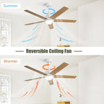 ZUN 52 Inch Modern Led Ceiling Fan With 3 Color Dimmable 5 Plywood Blades Remote Control Reversible W882P147808