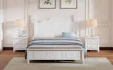 Full Size Wood Platform Bed Frame,Retro Style Platform Bed with Wooden Slat Support,White WF308186AAK