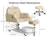 PVC Iron Frame Manual Reclining Pedicure Chair with Stool & Basin, Sand Color 16614721
