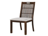 Set of 2 Rustic Dining Chairs, Farmhouse Side Chairs with Slatted Back, Upholstered Seat, Weathered W2537P369835