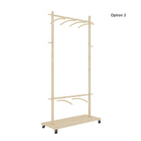Solid Wood Modern Clothes Rack with 6 Wooden Hangers, Space-Saving Design, Adjustable Shelf, and W773P227474