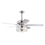 ZUN 52" 3-Light Chrome Ceiling Fan + Remote, Traditional Farmhouse Rustic Industrial Bohemian Country W1592P154300